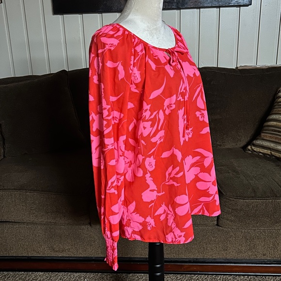 Staccato • Large • Hot Pink • Floral • Boho • Long Sleeve Blouse • New W/ Tags - Picture 7 of 11